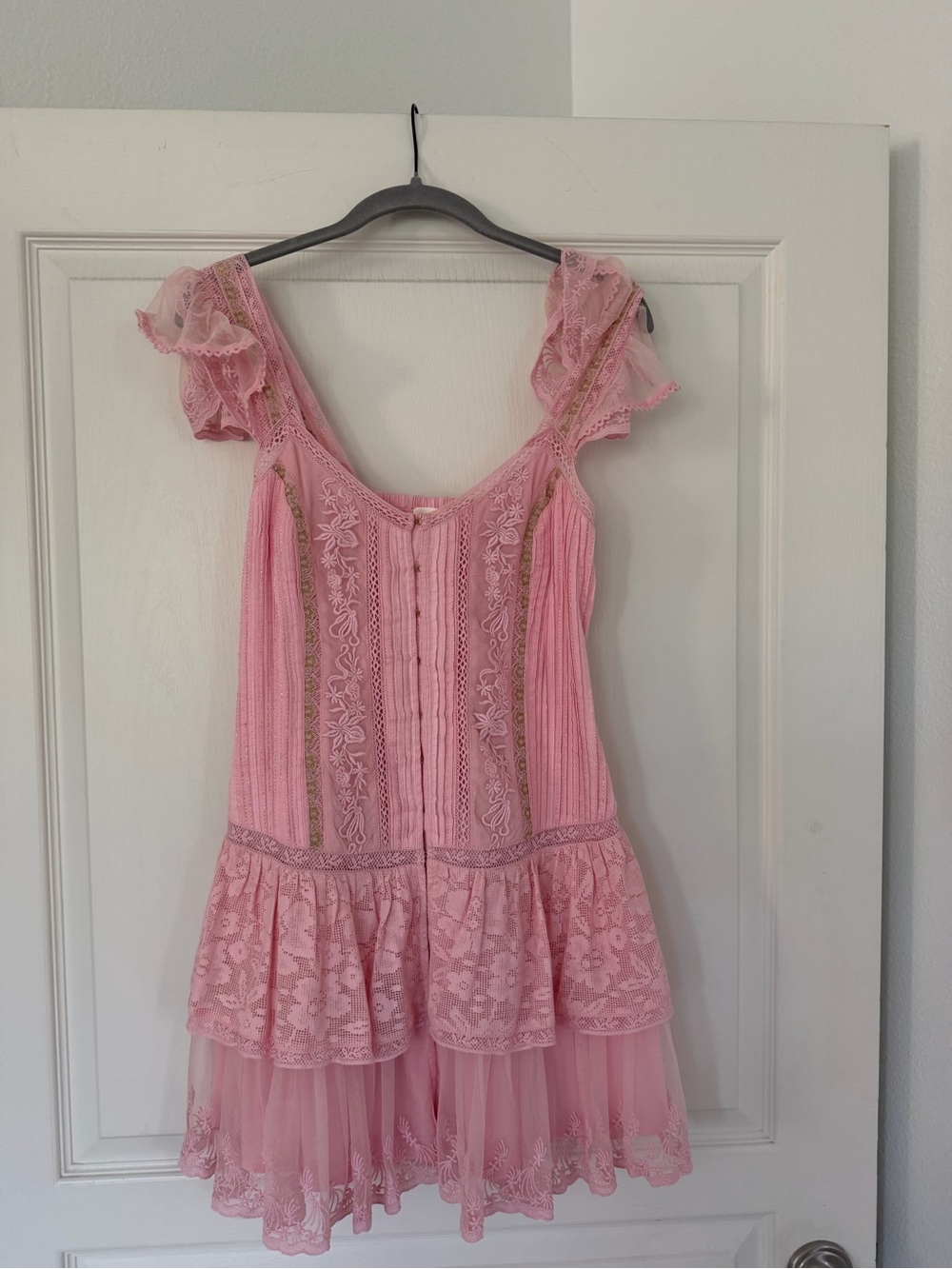Pink Lace Ruffle Mini Dress - Picture 2 of 4